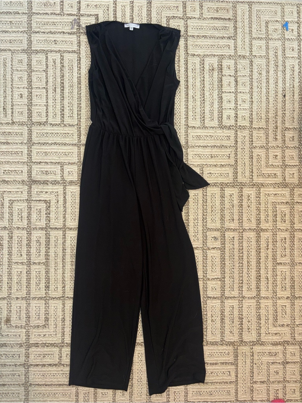 Sleeveless Black Wrap Jumpsuit with Tie Waist